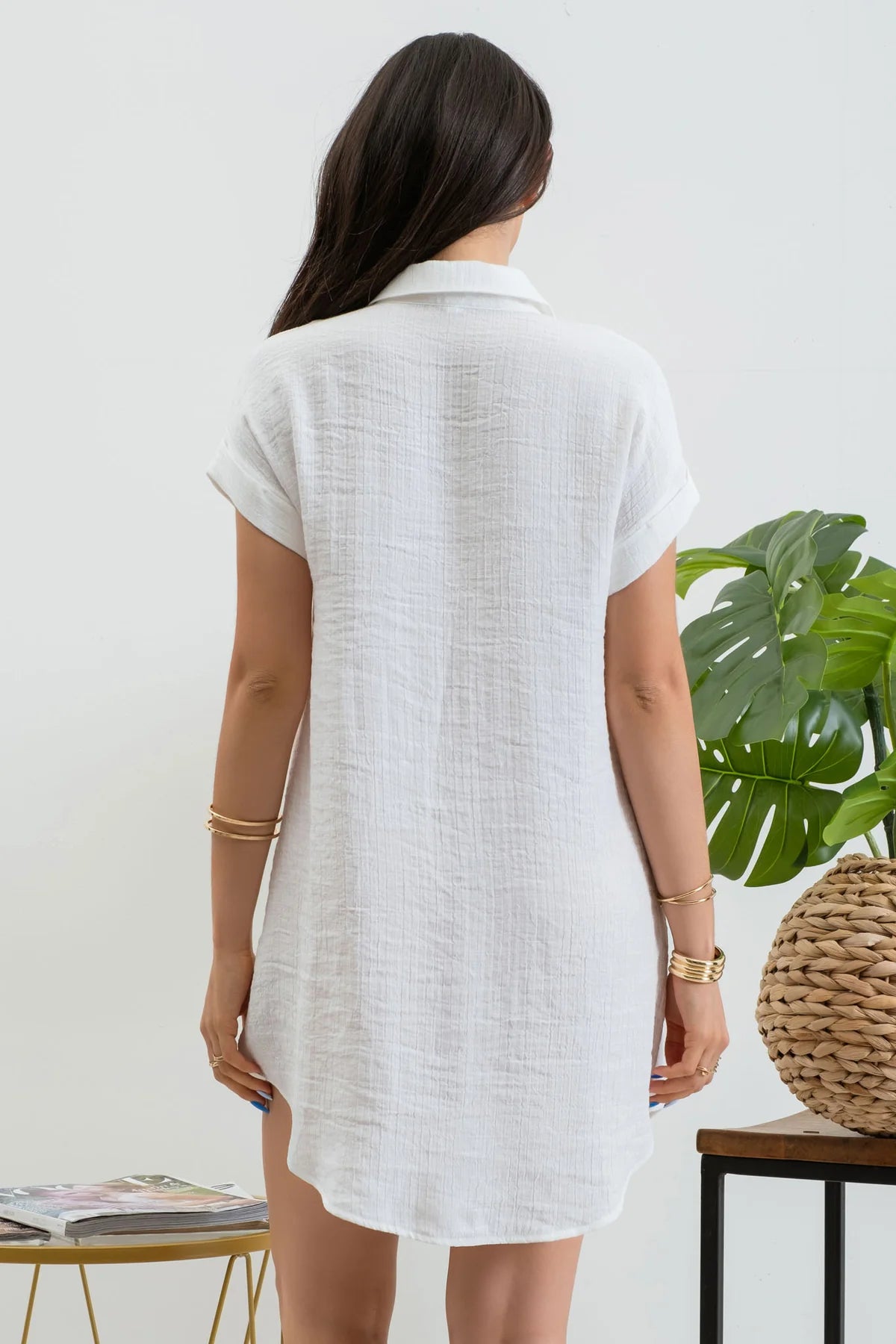 COLLARD BUTTON DOWN DRESS / SWIM SUIT COVER