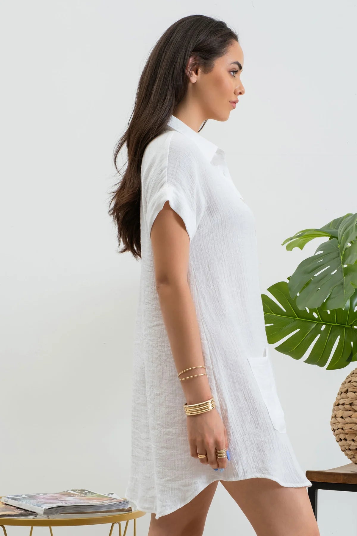 COLLARD BUTTON DOWN DRESS / SWIM SUIT COVER