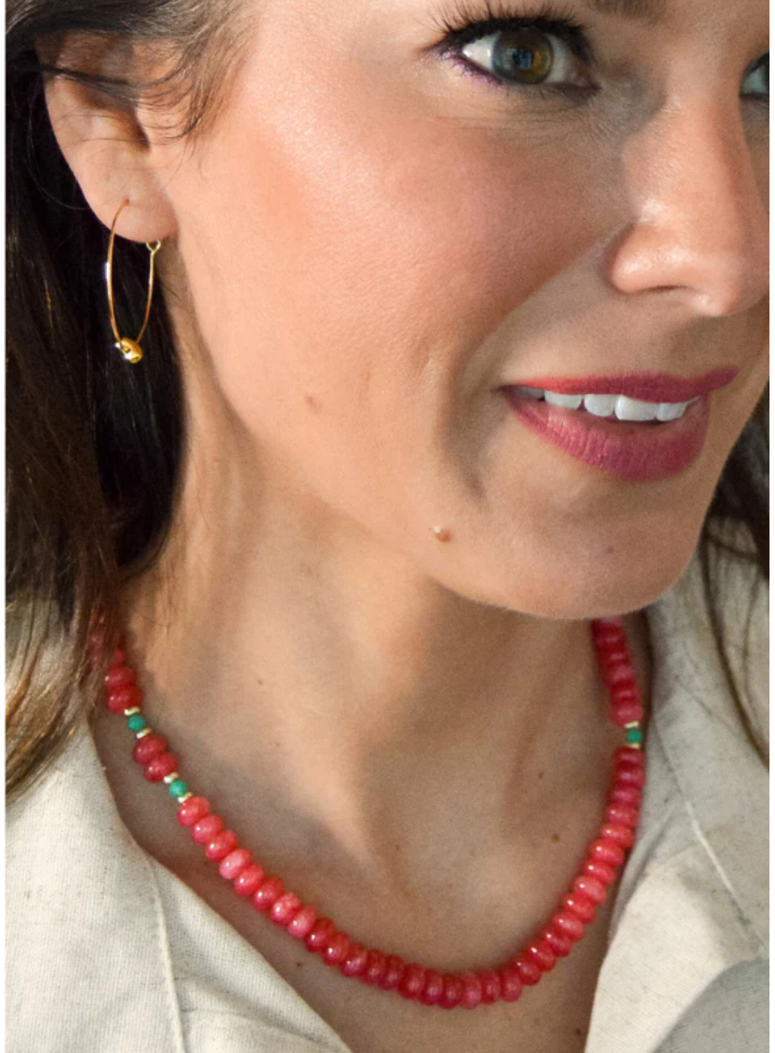 ZOEY RASPBERRY JADE NECKLACE