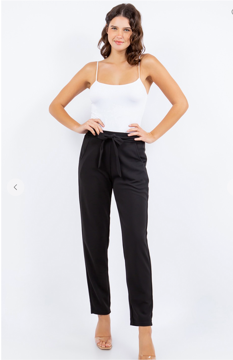High Waist Tie Straight Pant