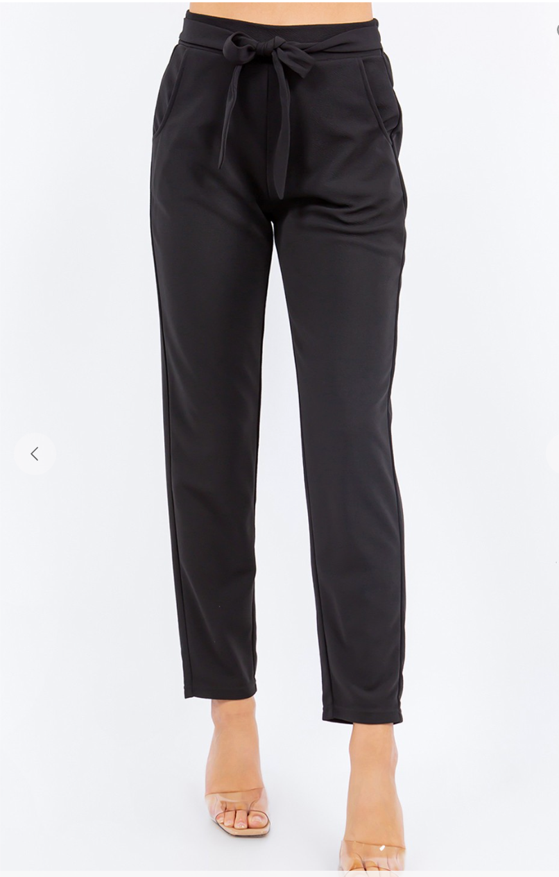 High Waist Tie Straight Pant