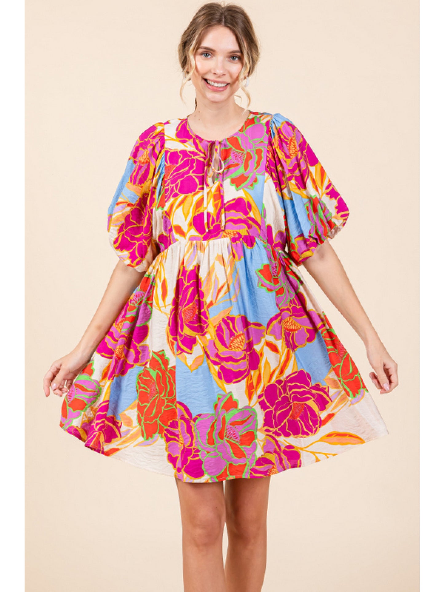 FLOWER PRINT BABY DOLL DRESS