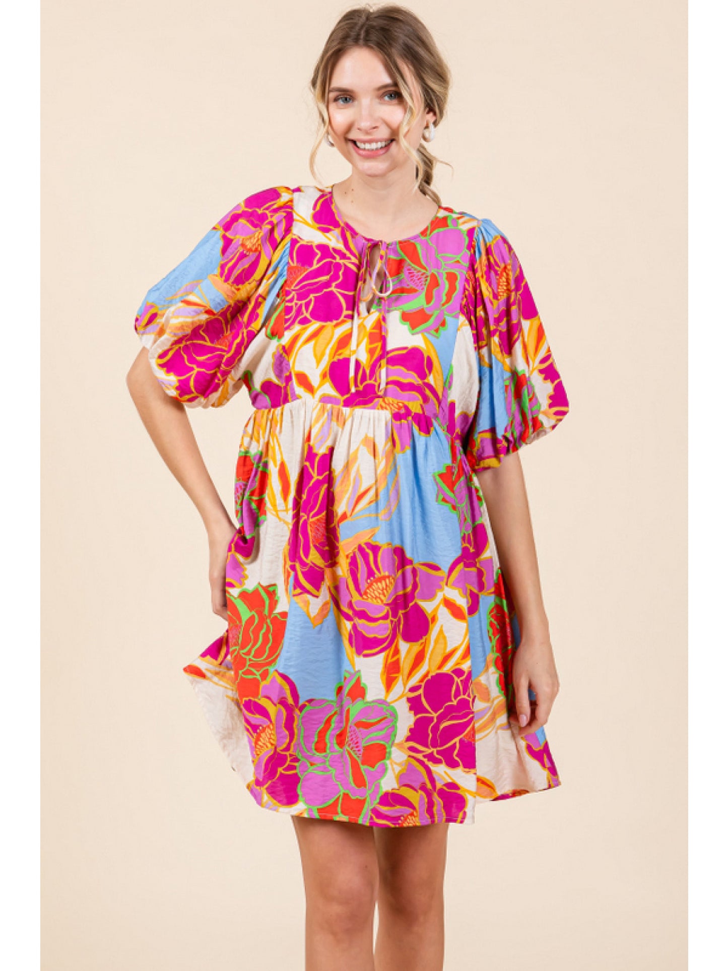 FLOWER PRINT BABY DOLL DRESS