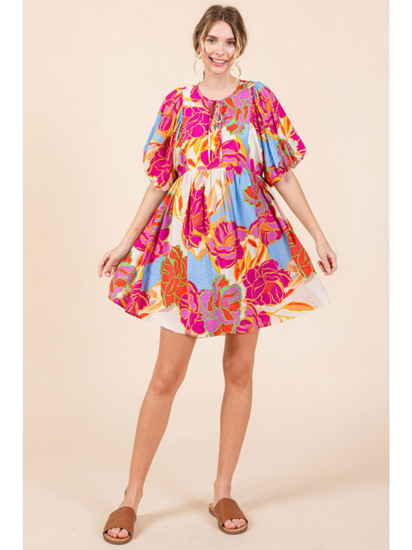 FLOWER PRINT BABY DOLL DRESS